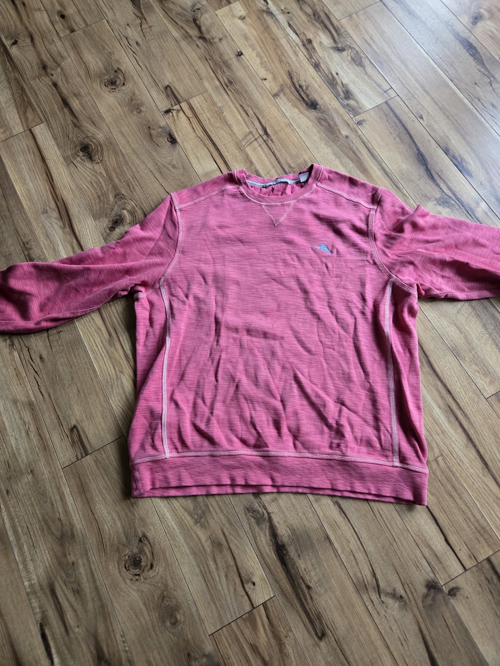 Men's Crewneck Tommy Baha in Rose Pink Or Light Red with Contrast Stitching